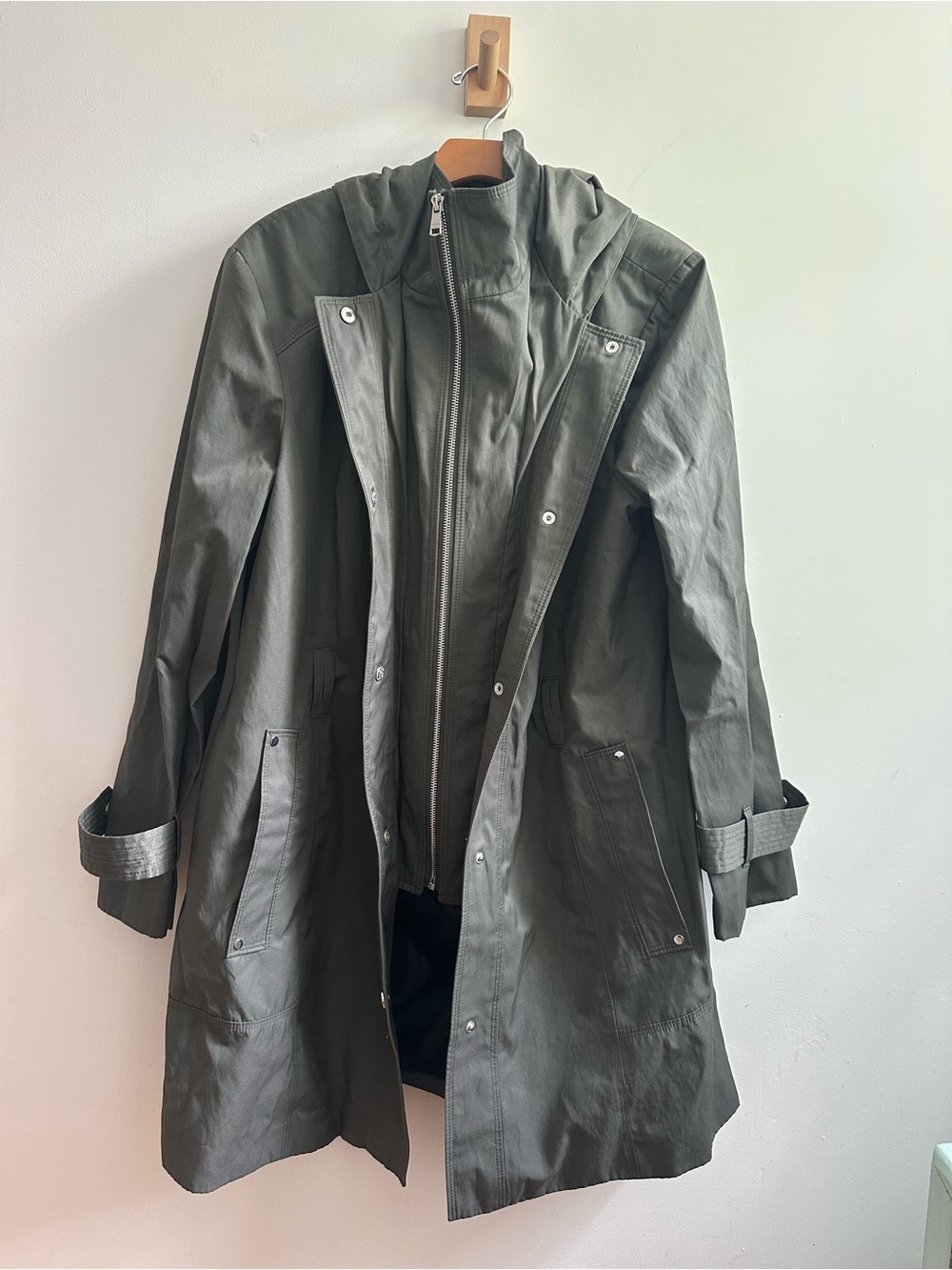 London Fog Olive Green Hooded Trench Coat